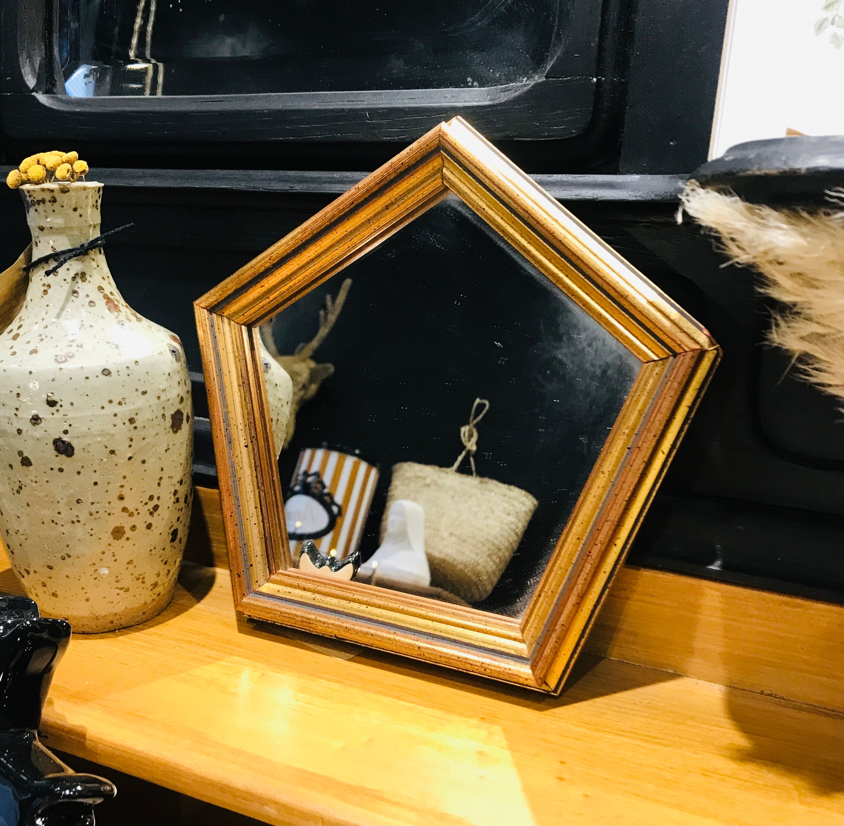 Hexagonal old mirror