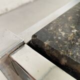 Vintage 1970s Modernist Coffee Table, Chrome and Granite