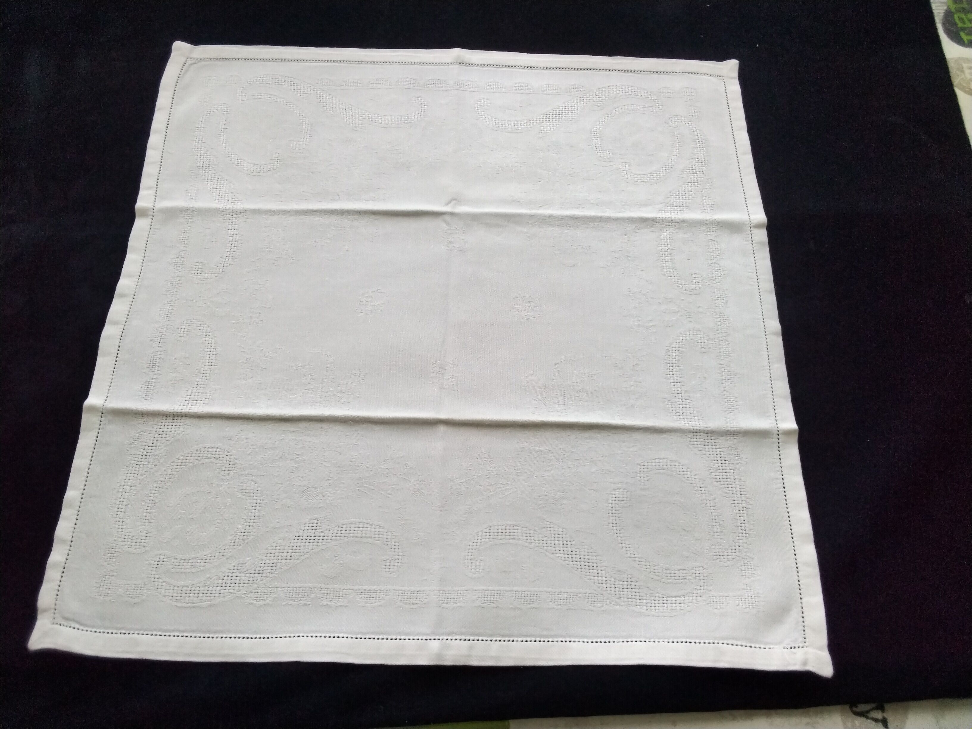 Set of 6 old white damask cotton napkins 53 x 53 cm
