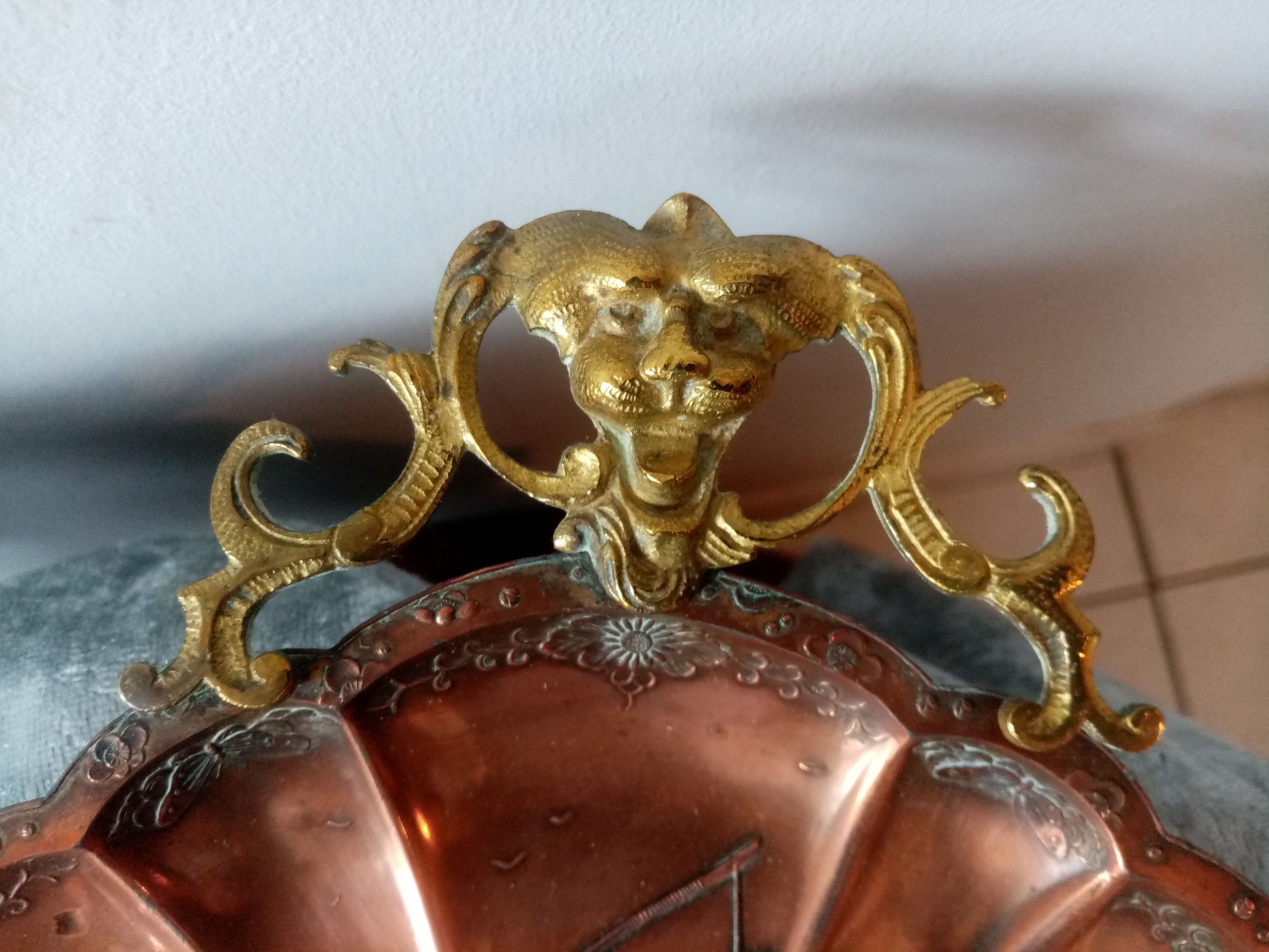 Pair of Napoleon 3 wall lights in copper and brass