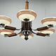 Large Art Deco Chrome, Wood and Glass Six-Light Chandelier, 1930s
