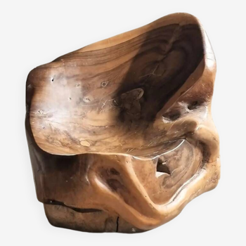 Olive wood sculpture armchair