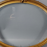 Old oval frame and glass foliage 40x30 cm wood stucco gilding gold leaf SB