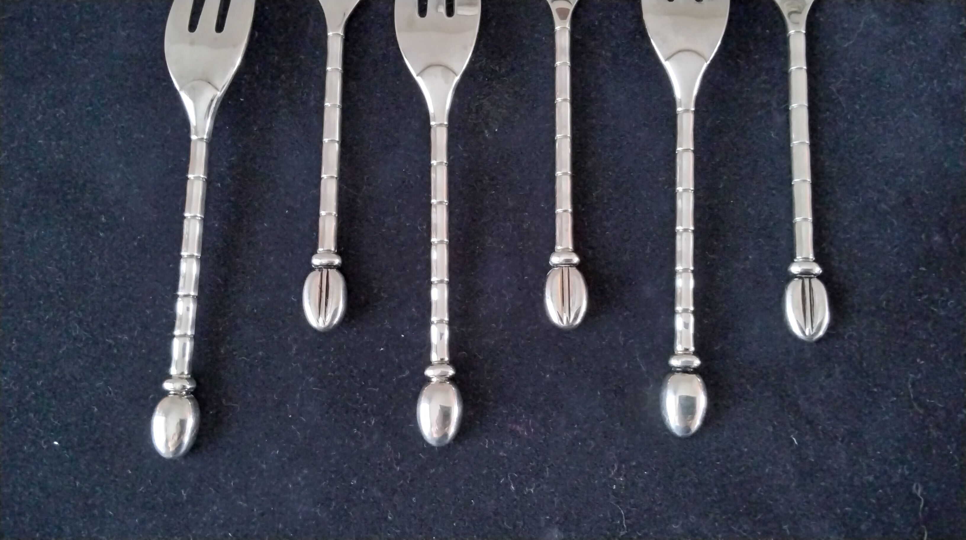 6 fourchettes à gateaux en acier inoxydable