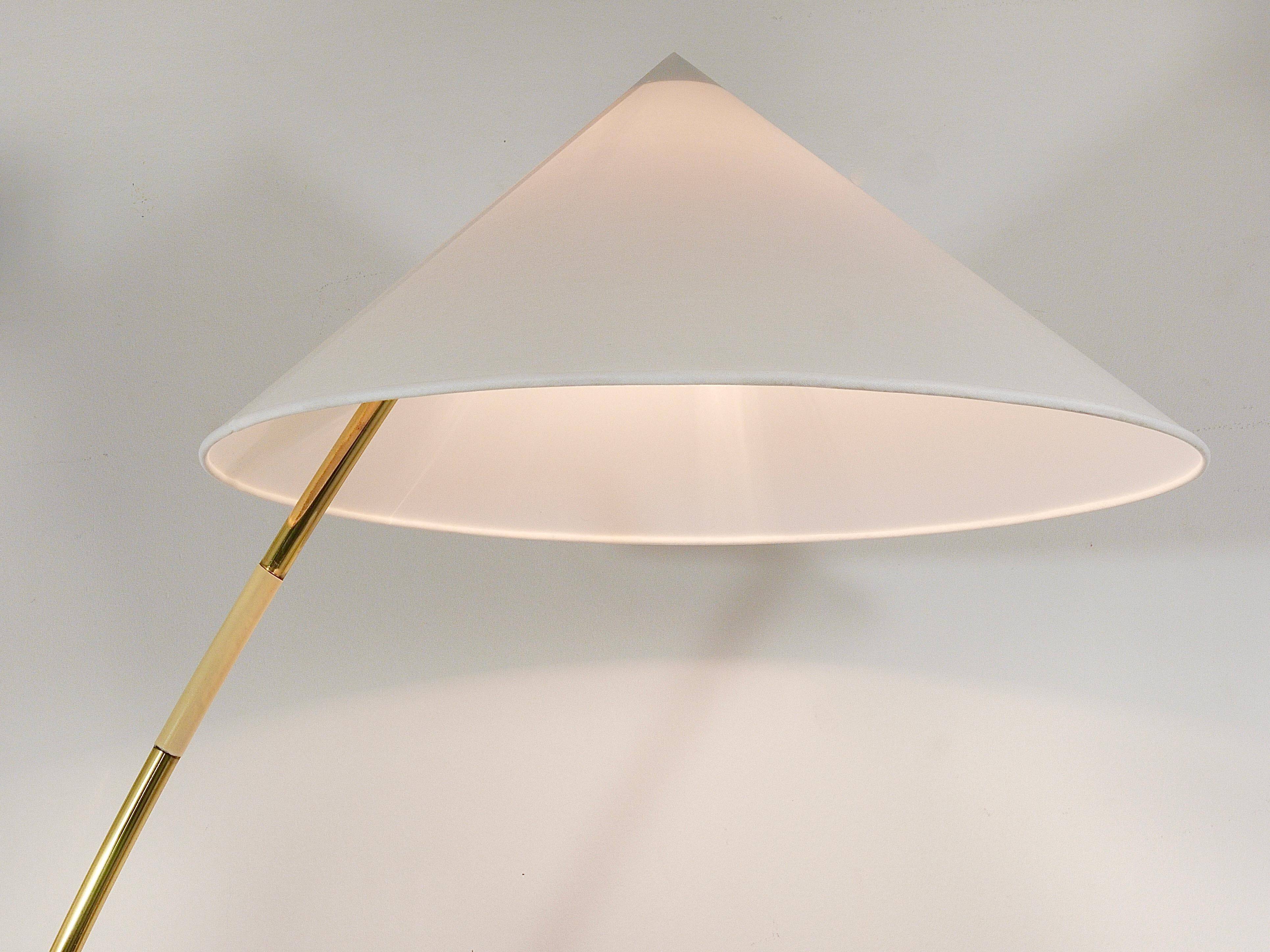 Brass floor lamp Sumatra Mid-Century Rupert Nikoll, Vienna, Austria, 1950s