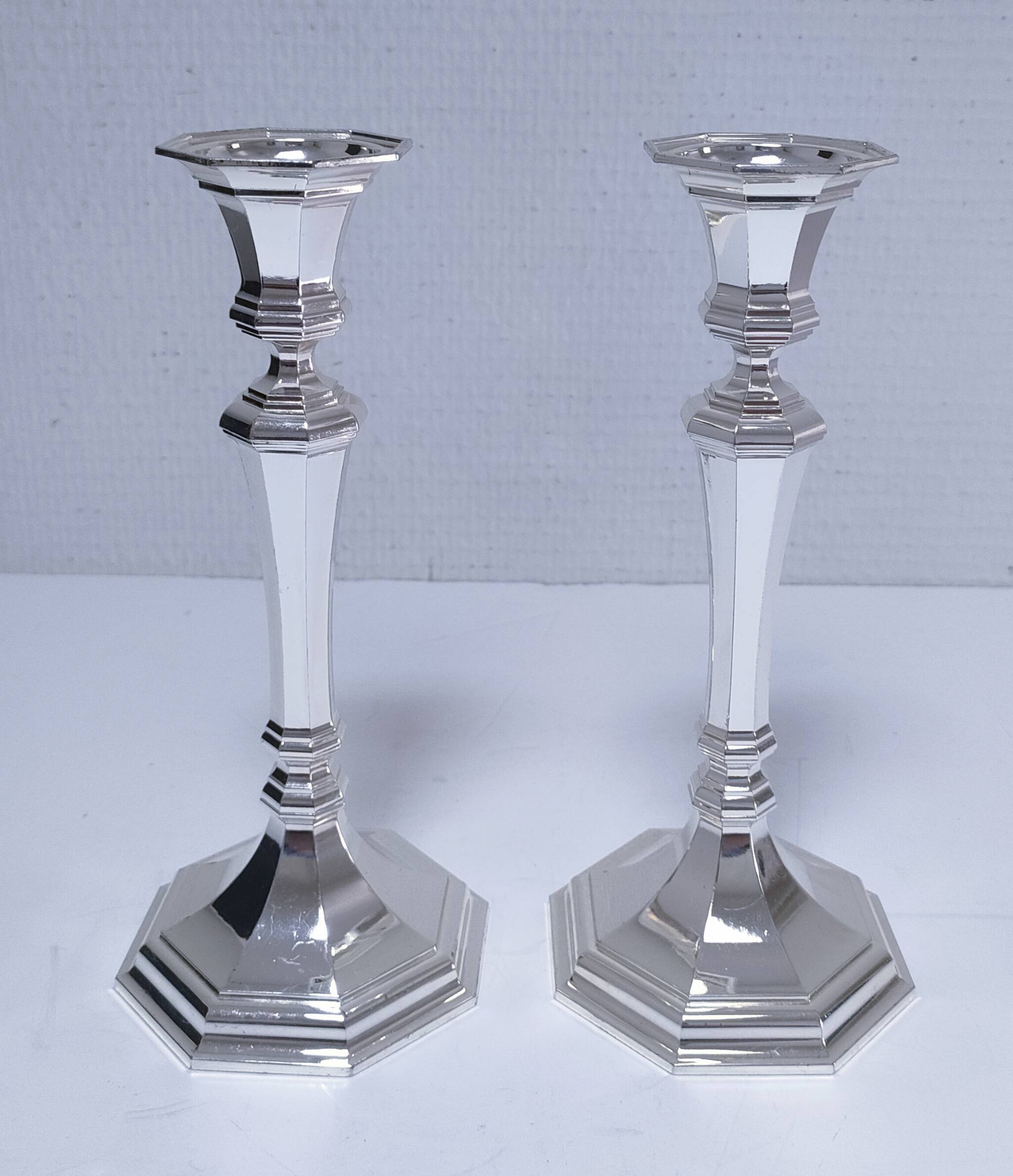 Pair of BMF candlesticks in silver-plated metal, vintage stamped