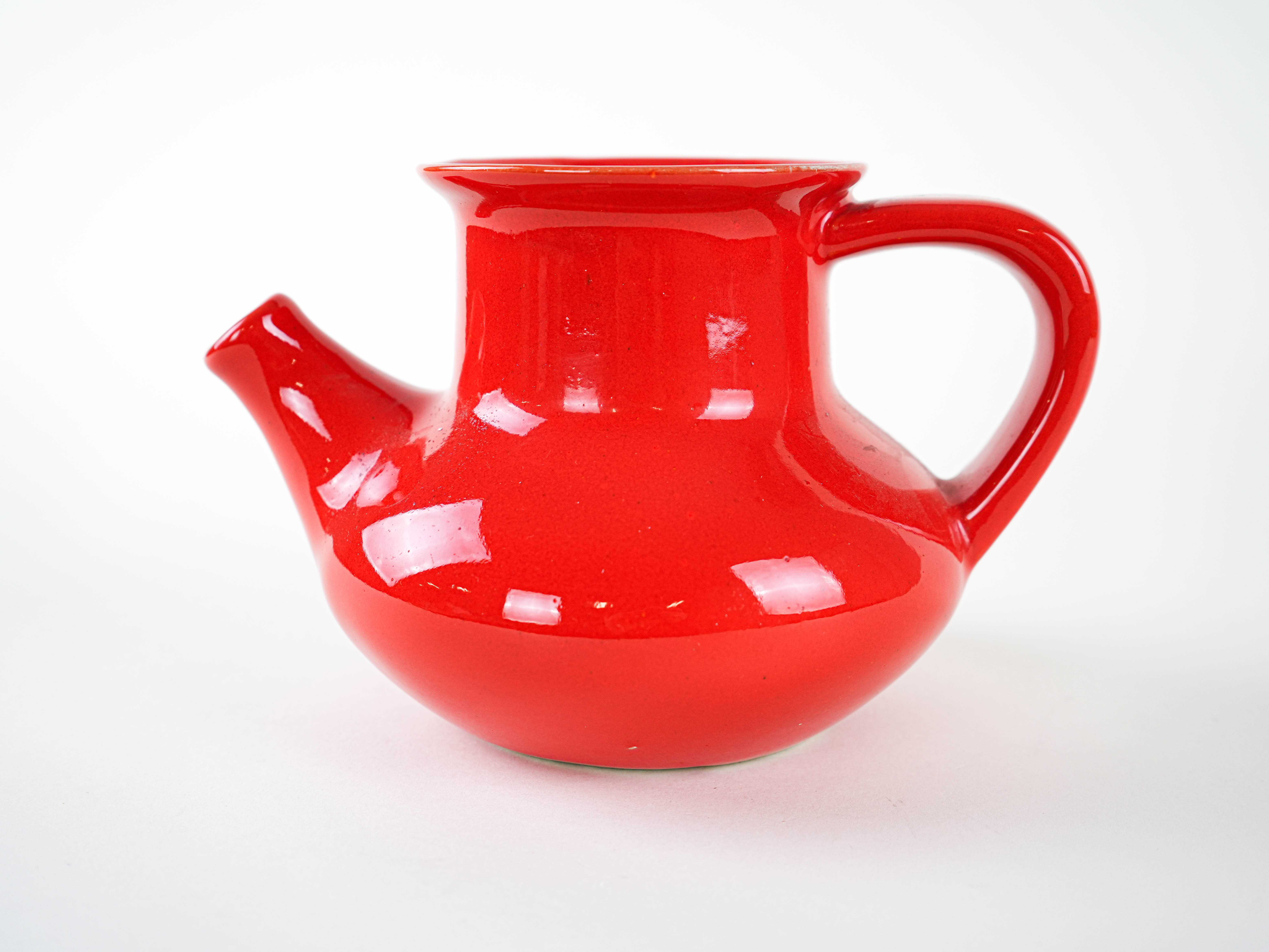 Red ceramic jug, Danish design, 1960s, made in Denmark