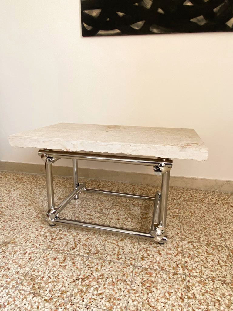 Coffee table in chromed rod