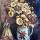 Tableau HST "Nature morte aux fleurs et poupée" Guy VAN ISEGHEM (1905-?)