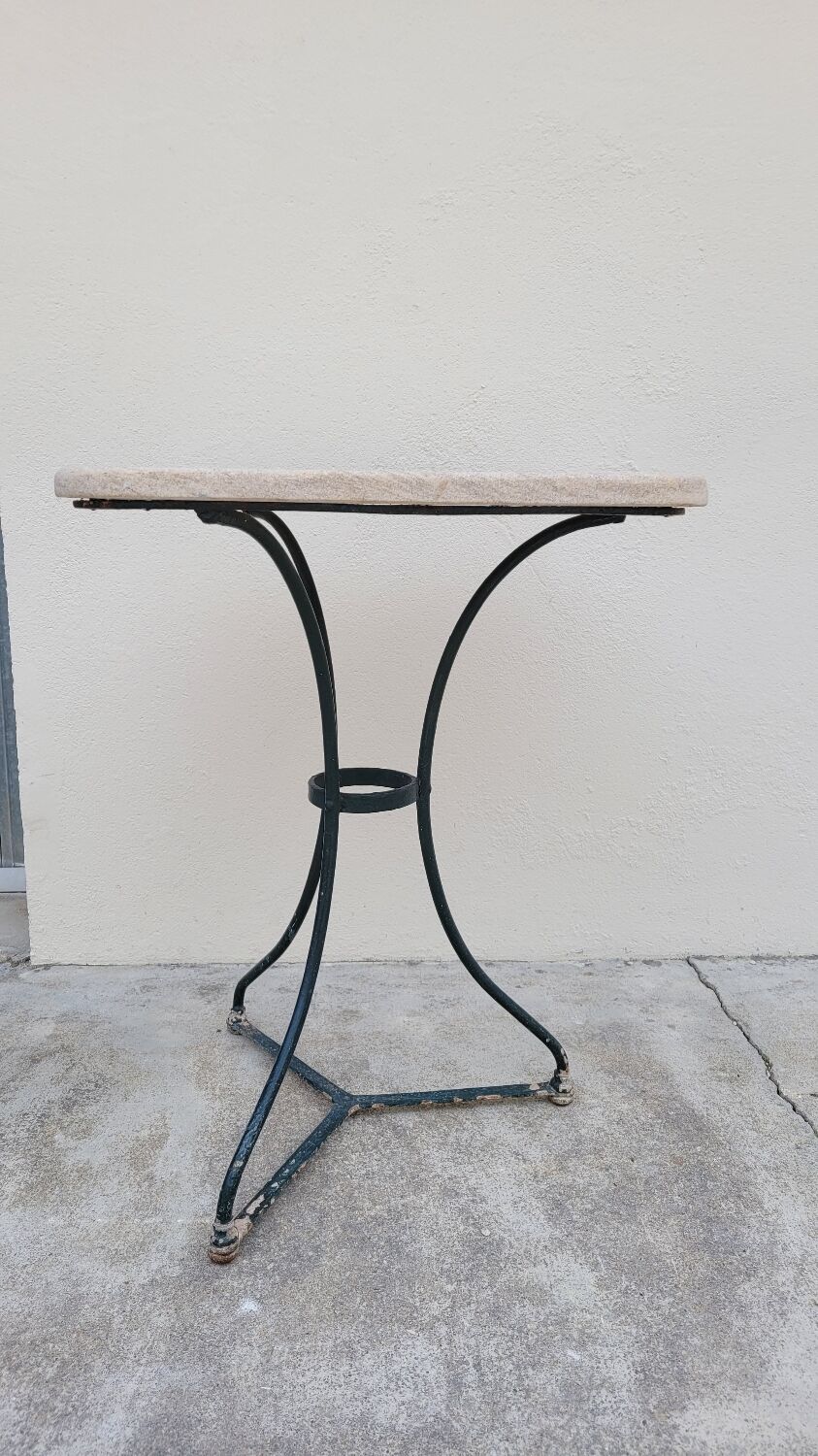Parisian bistro pedestal table in antique marble