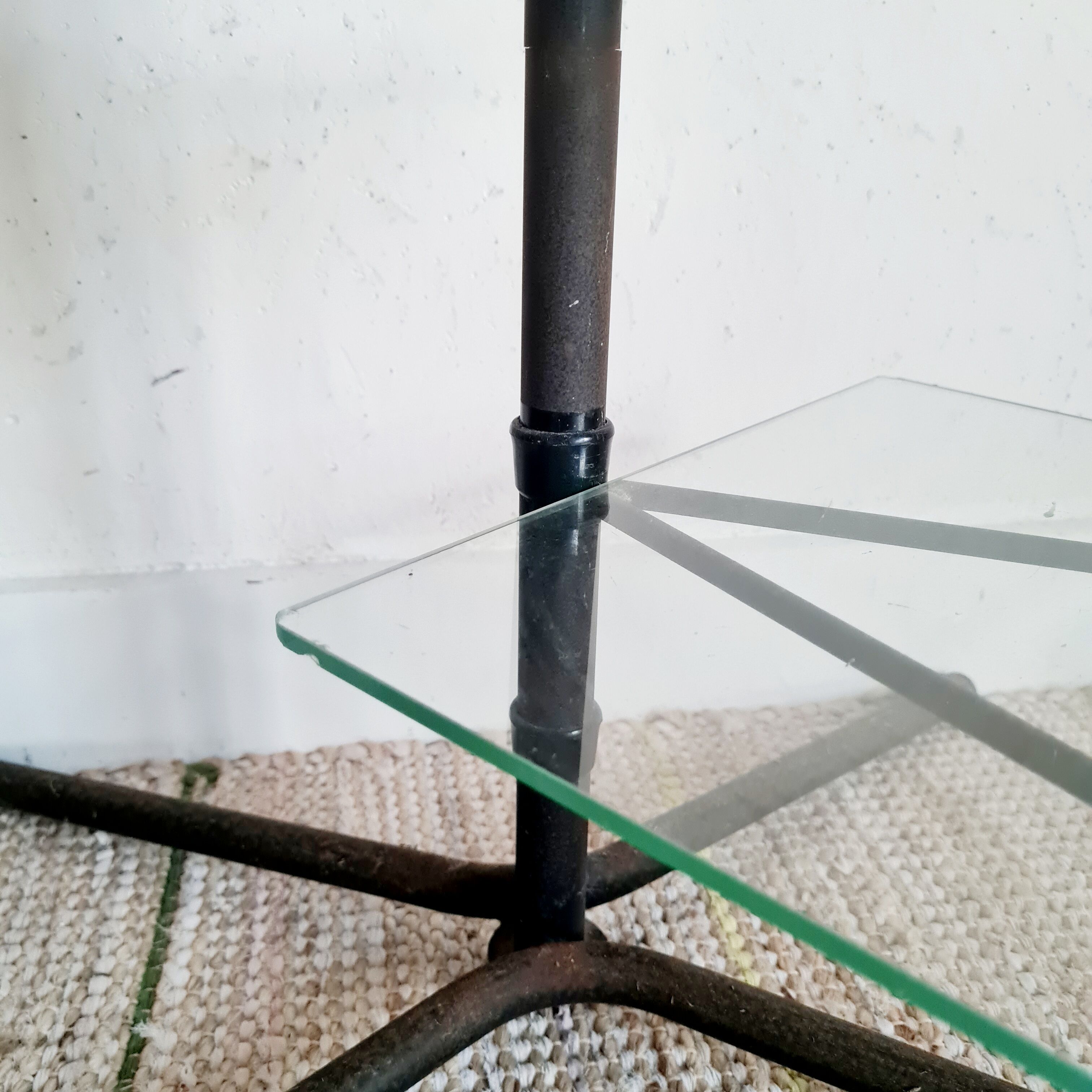 Retro metal and glass merchant shelf -