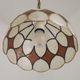 French Vintage Capiz Shell Hanging Pendant Light in Brown & White Gold Trim