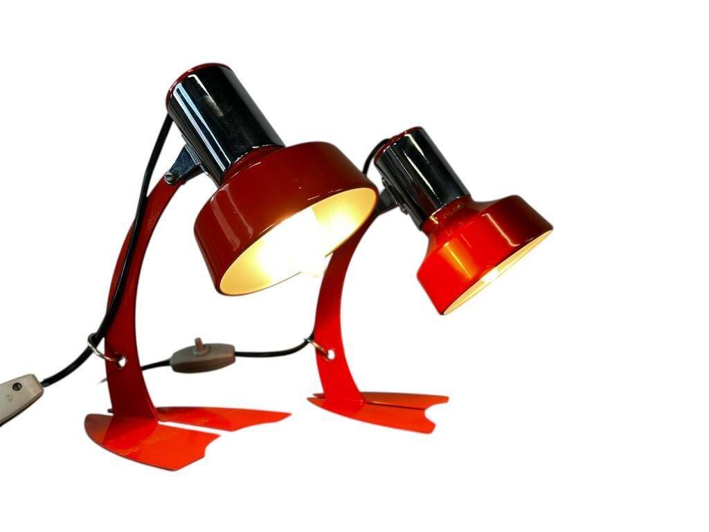 Set of 2 vintage orange table lamps / bedside lamps 'Maxam'