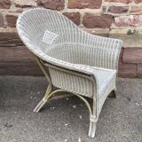 2 fauteuils vintage en rotin grisé des années 60