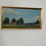Original Swedish Oil on Canvas – “Landscape with Farms” by Schörström