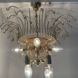 Vintage italian brass and glass chandelier, 1970s