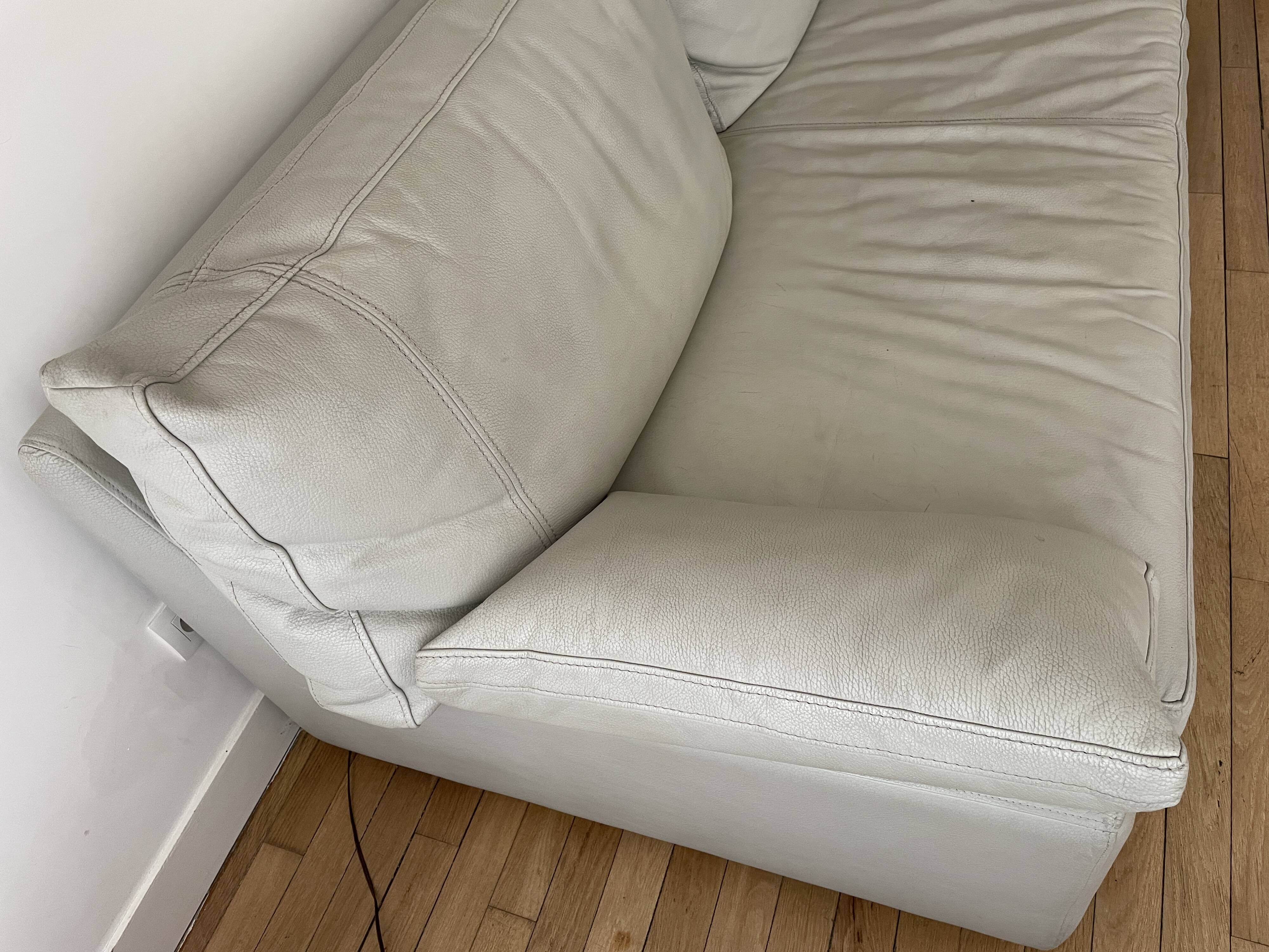 Full living room white leather STEINER Paris 1 sofa