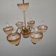 1960s Czech Mid-Century Brass and Železný Brod Frosted Glass Six-Arm Chandelier