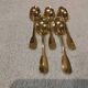 5 gilt metal mocha spoons by Christofle silversmiths, Cluny pattern, 10cm