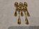 5 gilt metal mocha spoons by Christofle silversmiths, Cluny pattern, 10cm