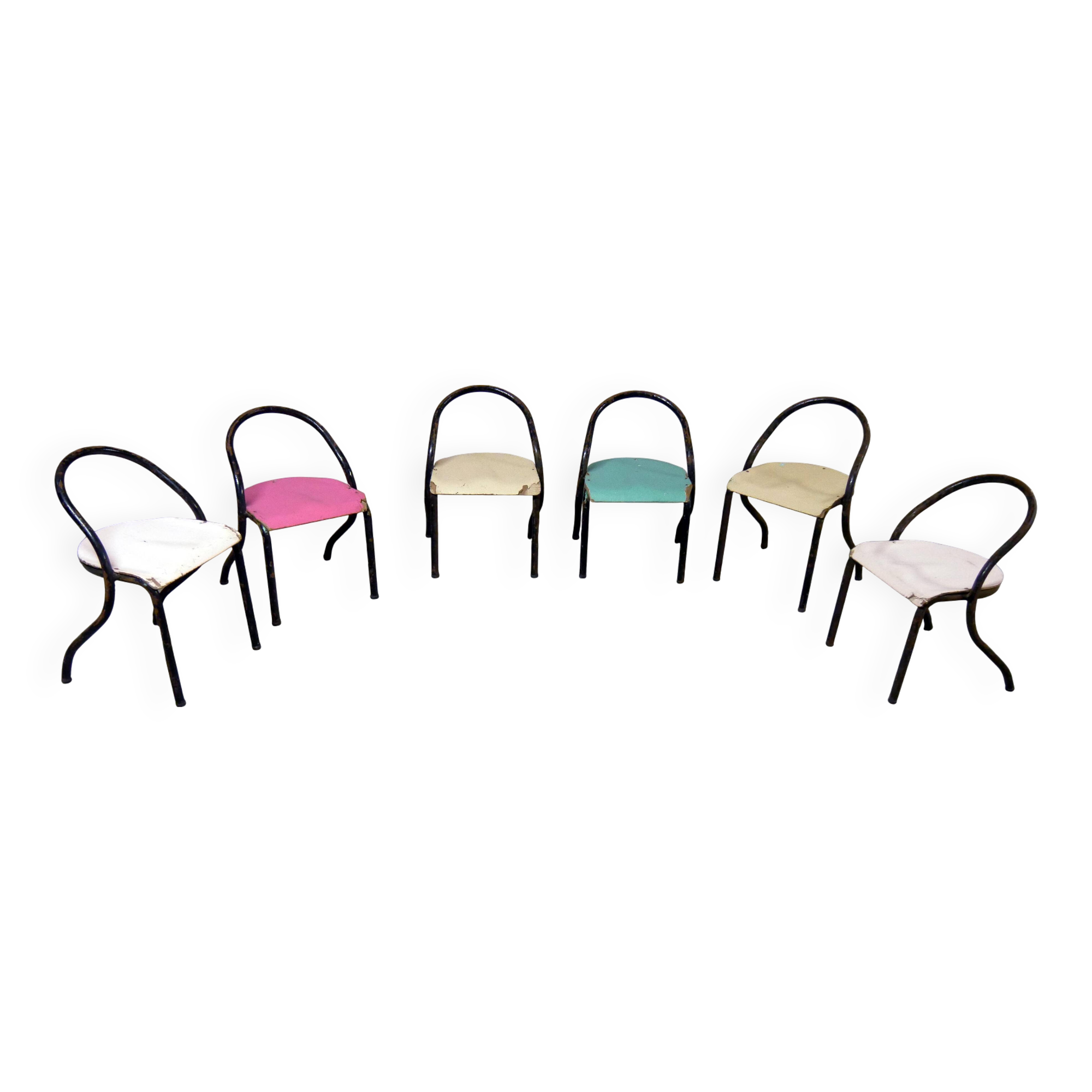 Série de 6 chaises enfant style Hitier - Vintage 1940 1950