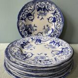 Series of 9 Creil Montereau plates, Flora model