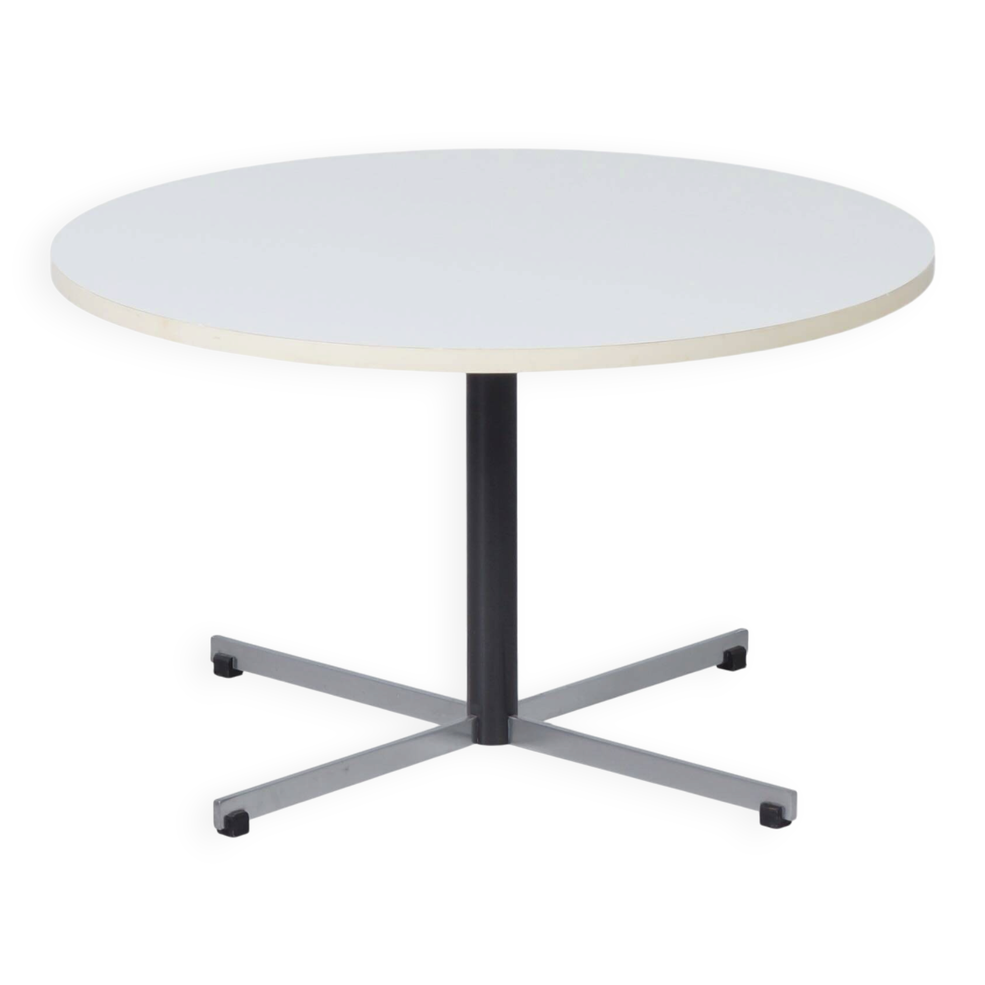 Round model 3696 coffee table by Gispen, 1970s – white melamine top and chrome base