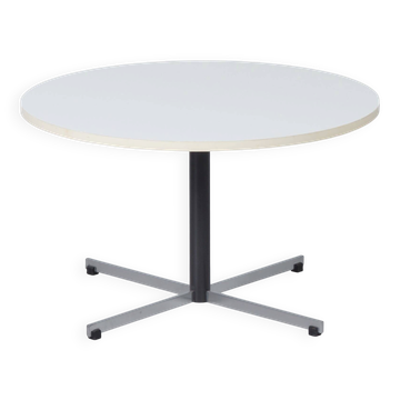 Round model 3696 coffee table by Gispen, 1970s – white melamine top and chrome base