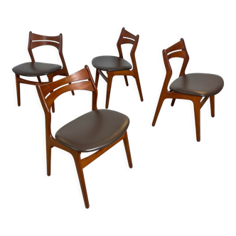 Chaises de salle à manger en teck par Erik Buch Danemark années 1960