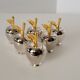 6 brand place label holder for the table in the shape of an apple in silver metal