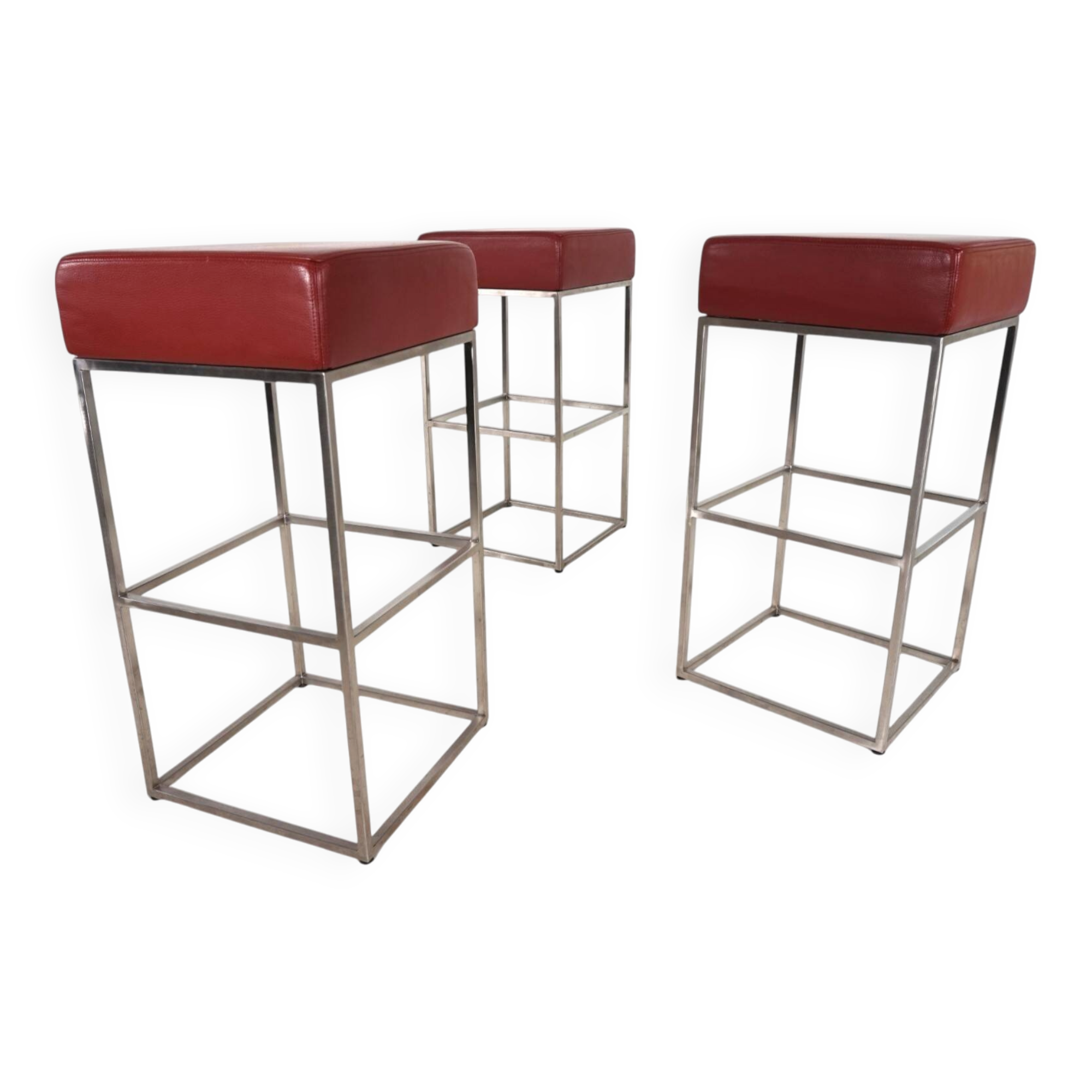 De Sede set of 3 DS 218/55 leather bar stools by Paolo Piva, 2000
