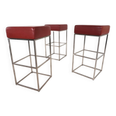 Ensemble de 3 tabourets de bar en cuir DS 218/55 de De Sede par Paolo Piva, 2000.