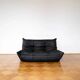 Black leather 2-seater Togo sofa by Michel Ducaroy