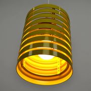 Pop Art Yellow Louvered Cylinder Pendant Lamp, Scandinavia, circa 1970