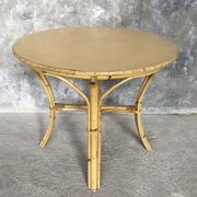 Table à manger ronde en rotin plateau formica - vintage 1960
