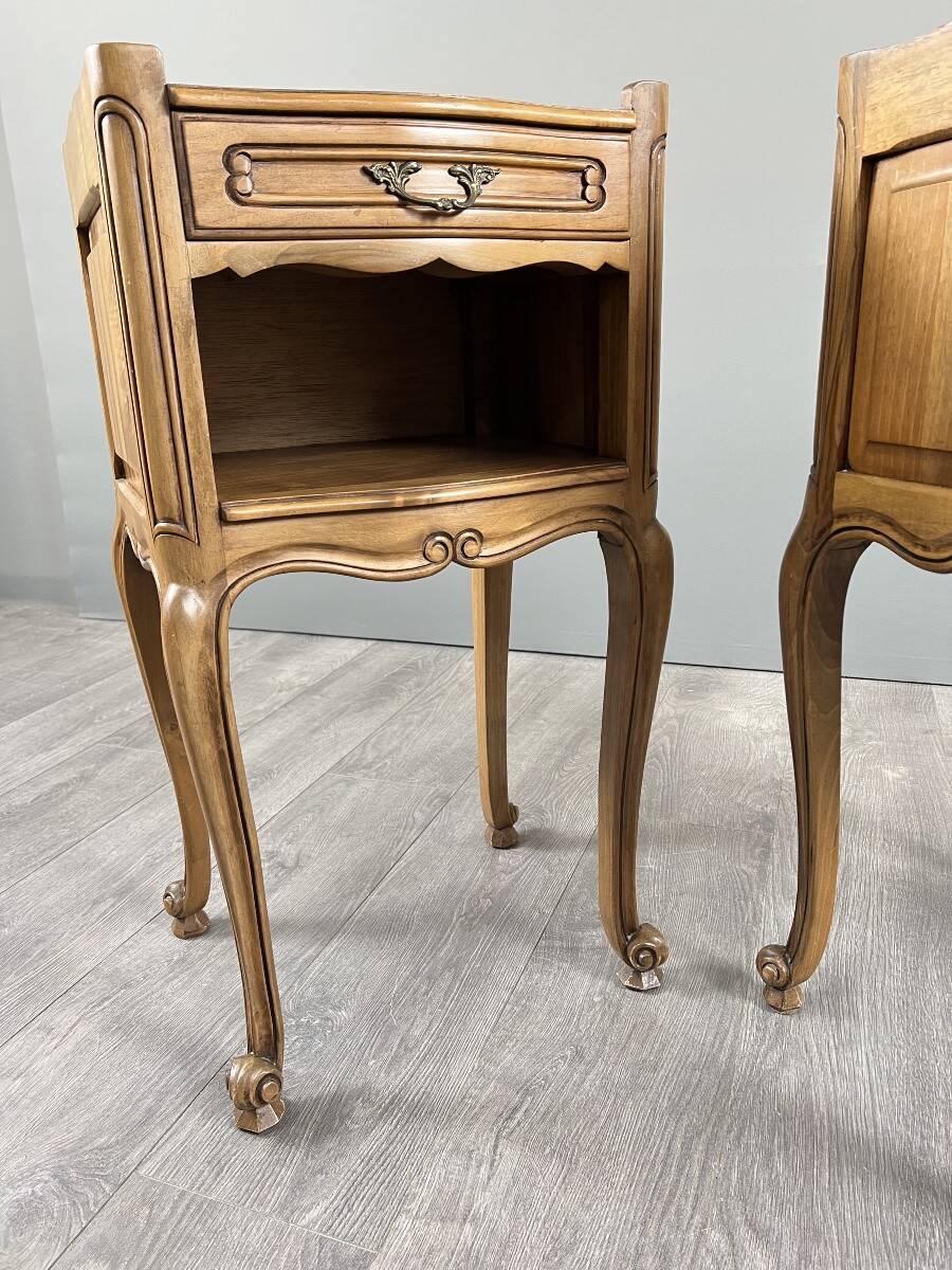 Pair of Louis XV style bedside tables in wood, 20th century