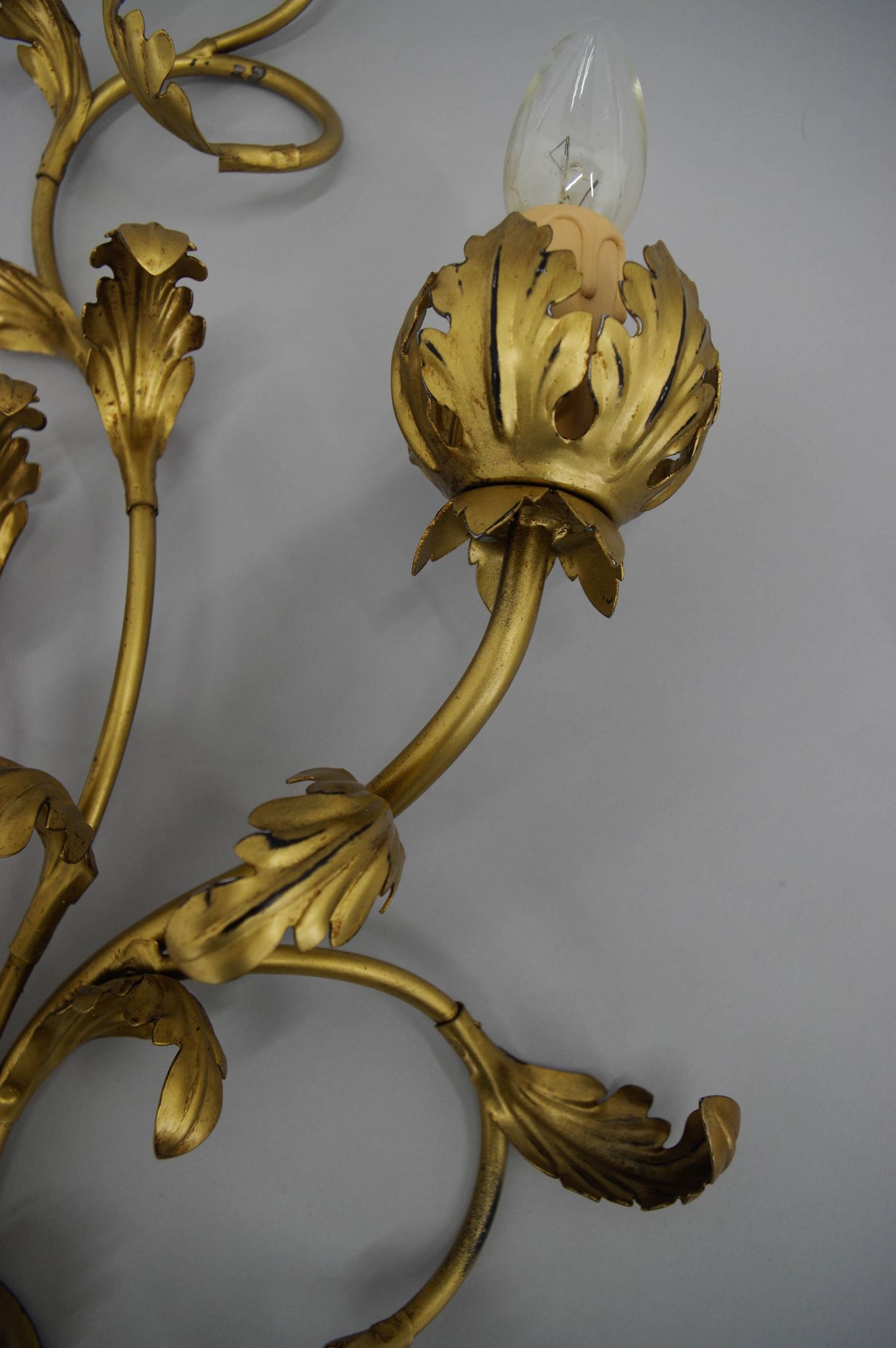 Set of Two Gilt Wall Lamps, Italy, 1960s