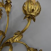 Set of Two Gilt Wall Lamps, Italy, 1960s