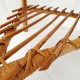 Round rattan marquetry coffee table