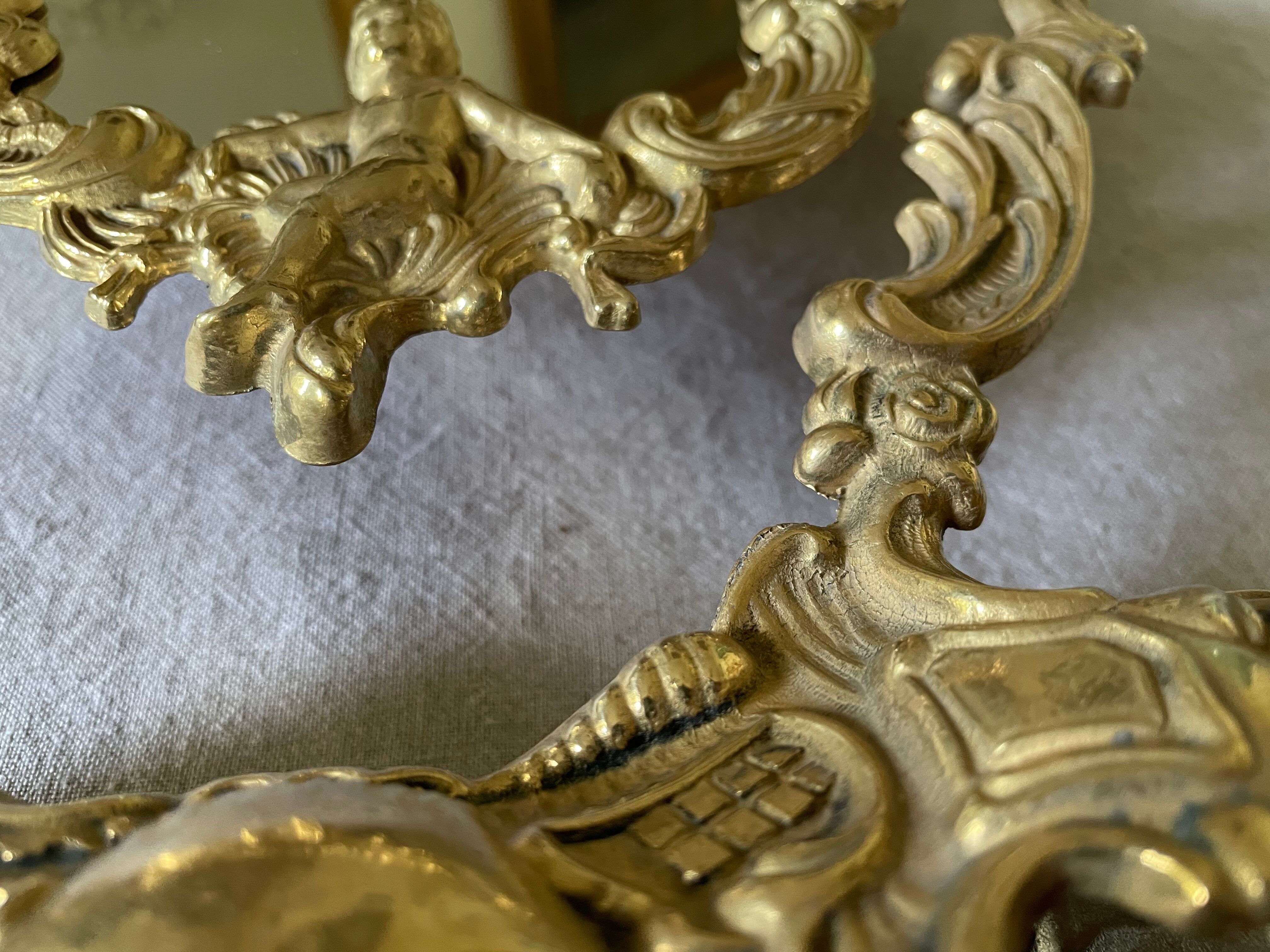 Psyche mirror in gilded bronze 34 X 31cm