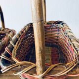 Pair of colorful wicker baskets