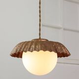 Mid-Century Italian Copper and Opaline Pendant Lamp