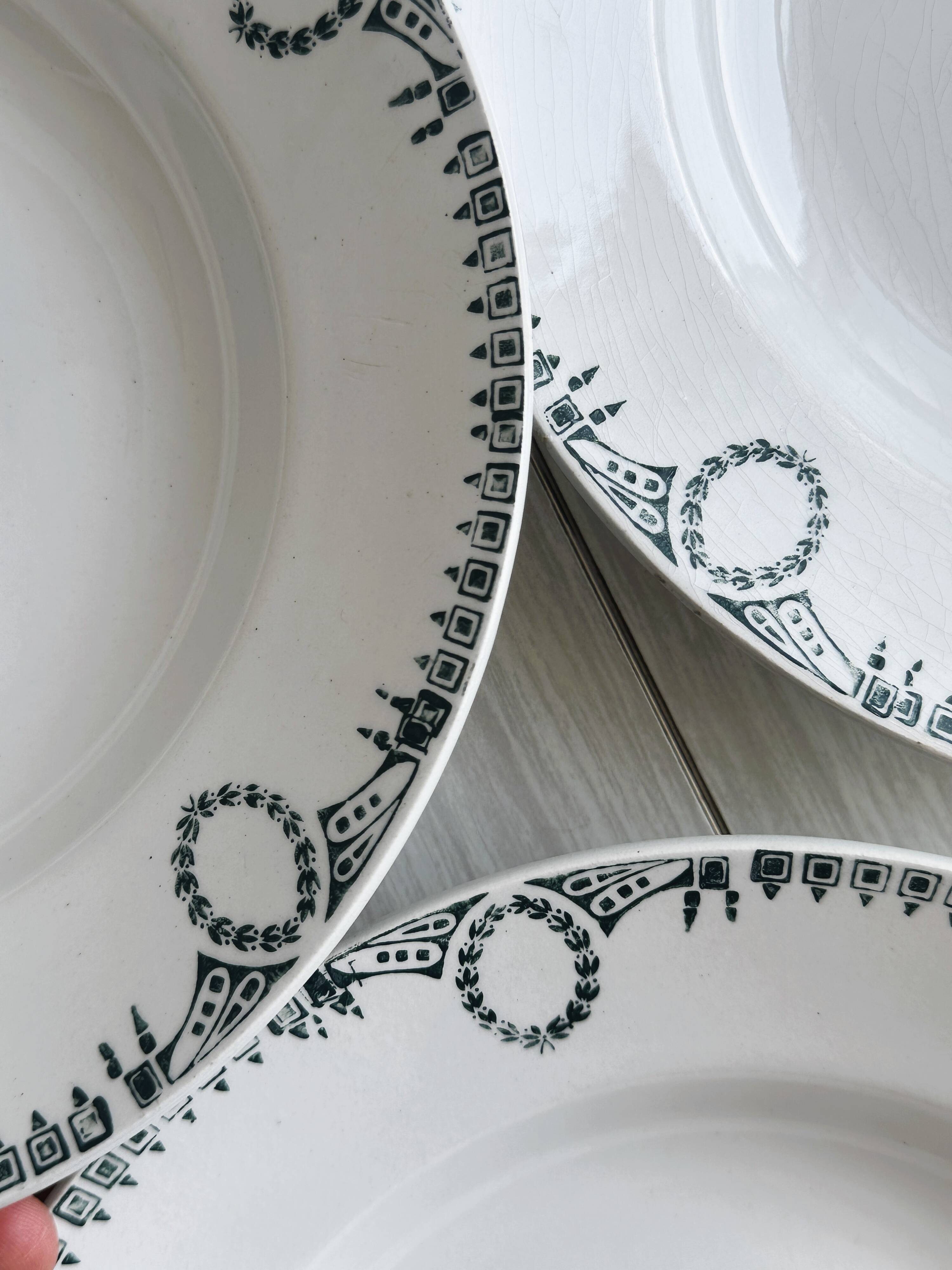 5 iron earthenware soup plates