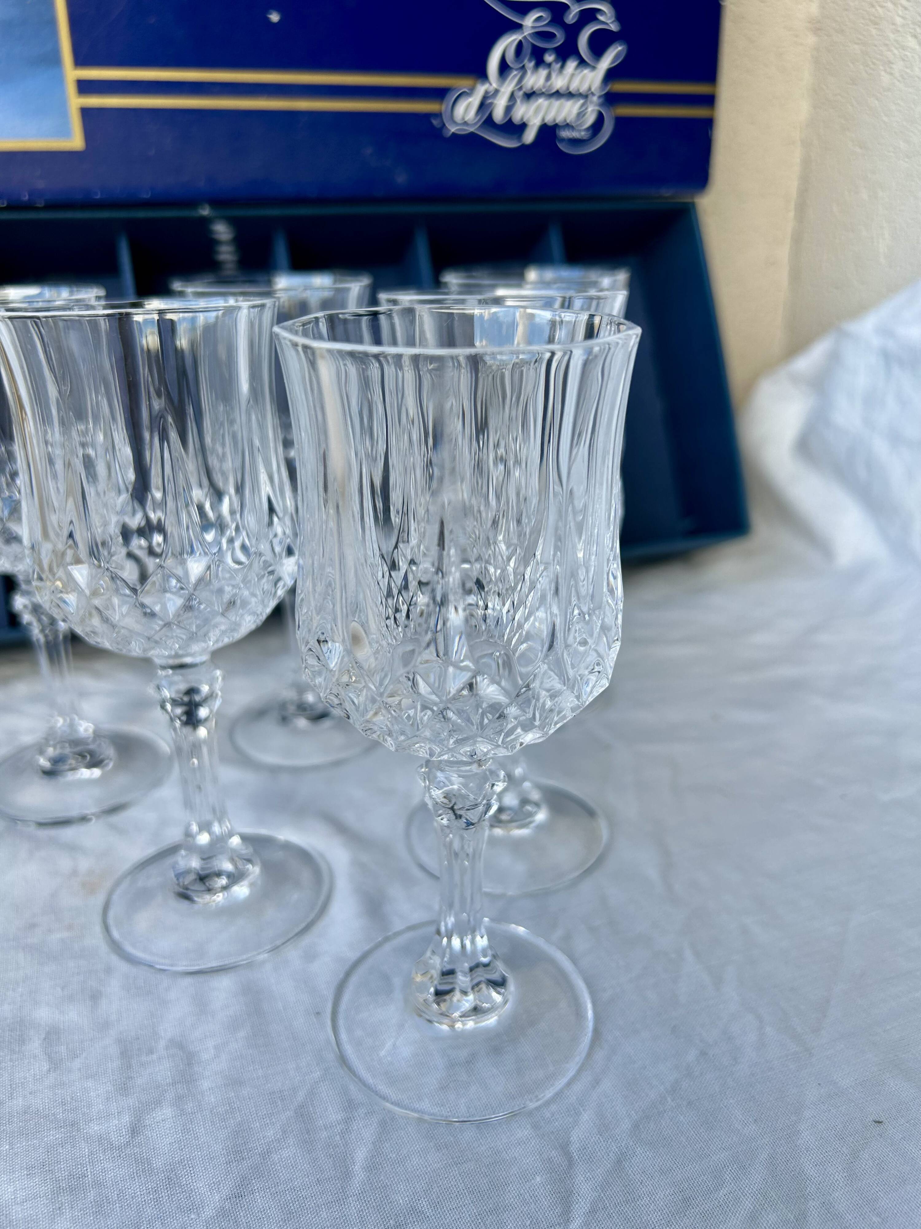 6 crystal stemmed glasses
