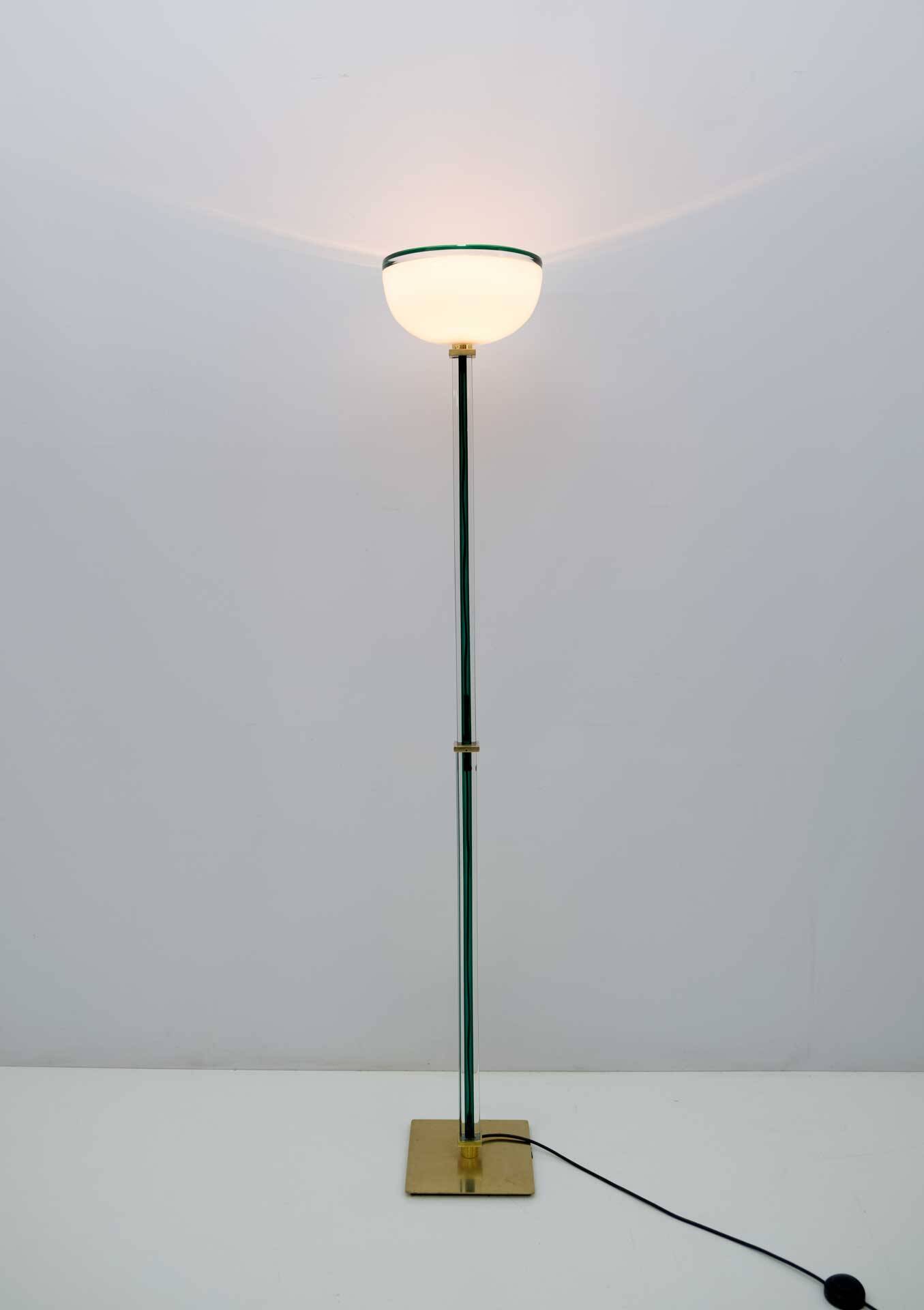 20st Century Venini Murano Glass "Tolboi" Floor Lamp in Green