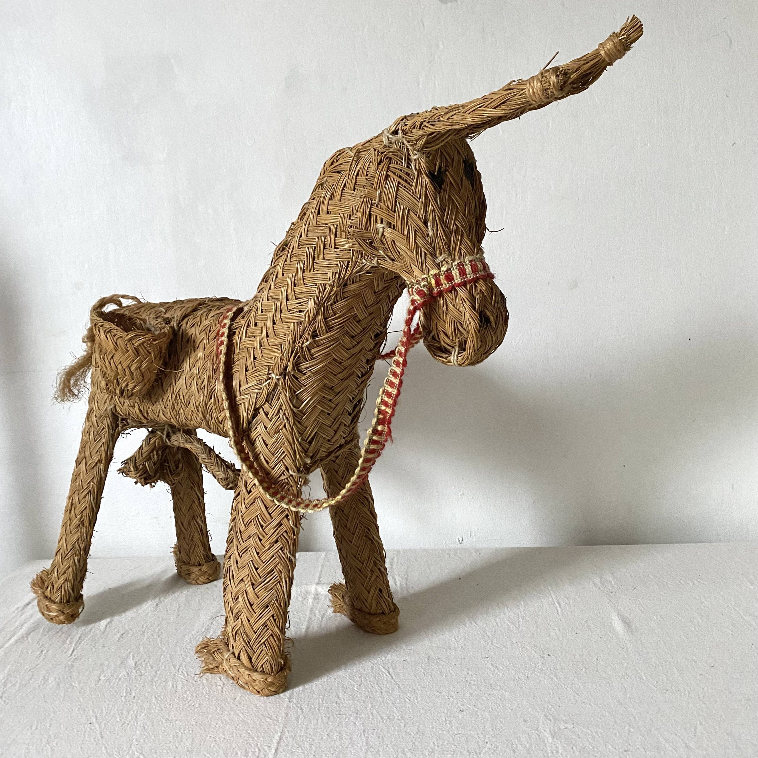 Braided straw donkey, popular art Spain, 1970s