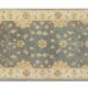 Grey Blue Runner Carpet Handwoven, Wool Handwoven Floral Carpet Rug