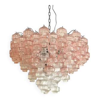 Romantic Venetian Pink "Rigadin Manubri" Murano Glass Chandelier in Venini