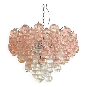 Romantic Venetian Pink "Rigadin Manubri" Murano Glass Chandelier in Venini