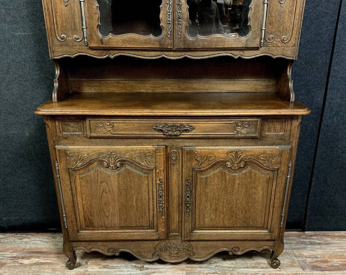 Louis XV Provençal double-body oak bookcase buffet